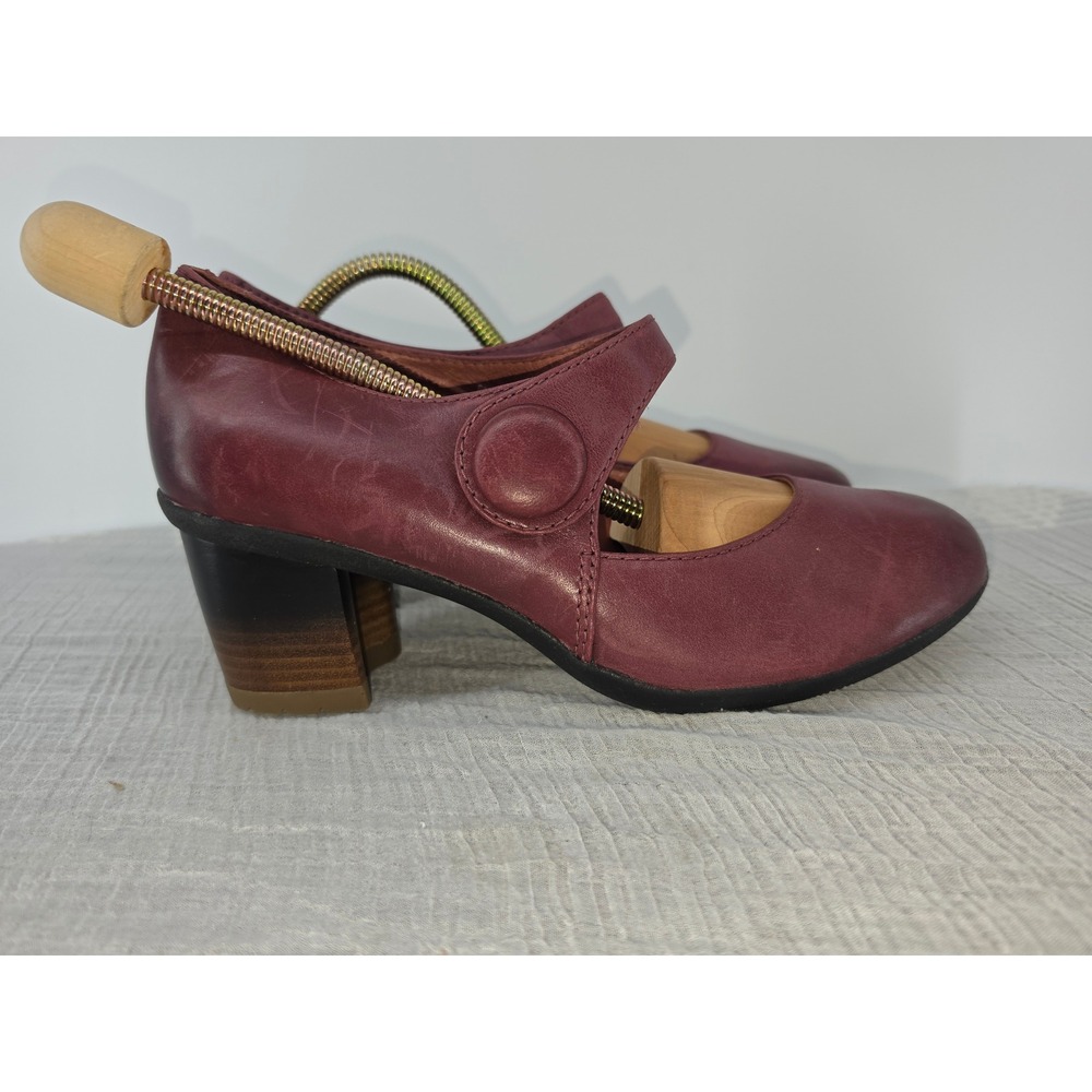 Dansko Fawna Mary Jane Pumps Wine Burgundy Leather Block Heel Shoes Womens 39